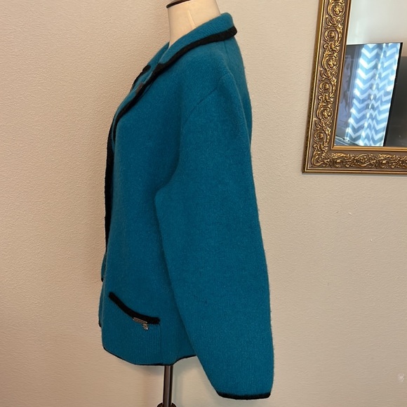 Stapf turquoise wool sweater metal buttons made in Austria, as is - Picture 8 of 16